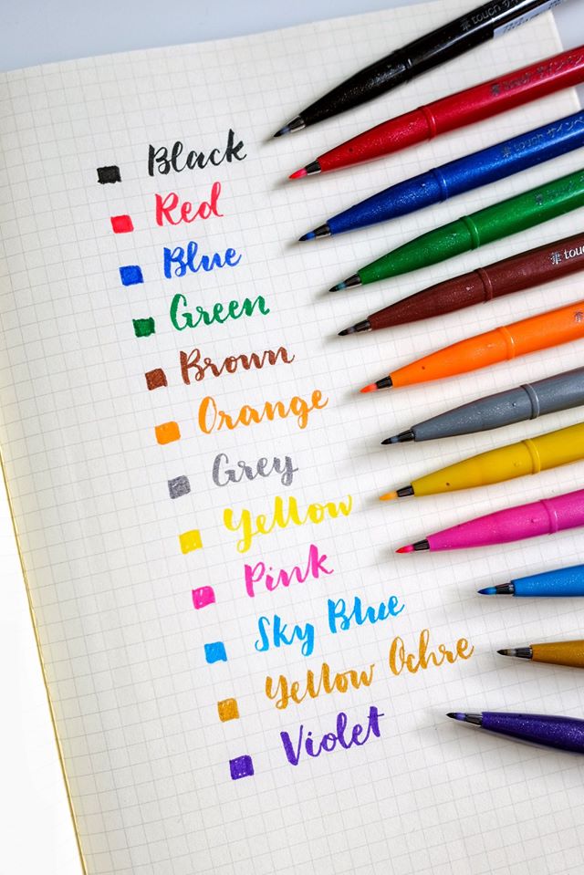 Bút lông viết chữ calligraphy Pentel Fude Touch Brush Sign Pen - Màu xanh dương