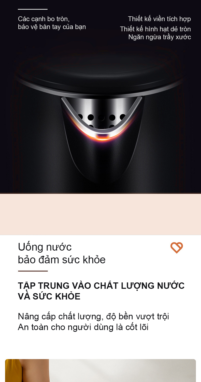 Bình đun nước siêu tốc hàng chính hãng Chigo, cách nhiệt thông minh, tay cầm chống nóng, kiểu dáng thời trang, dung tích 1700ml- Hàng nhập khẩu