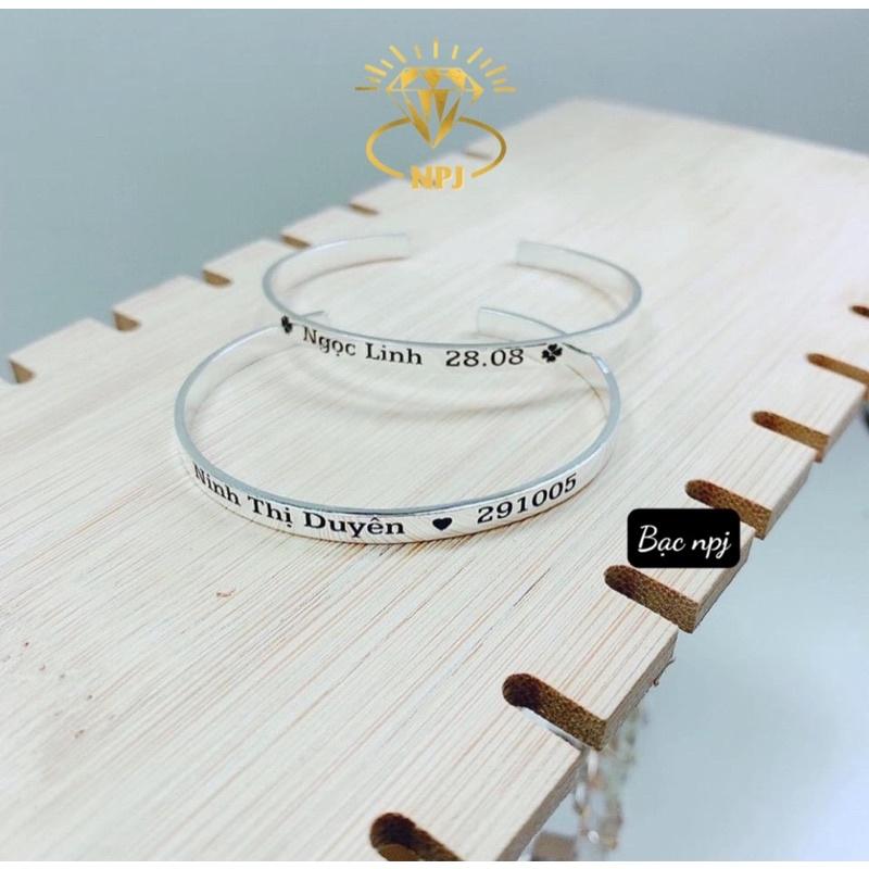 Lắc tay khắc tên , Vòng tay khắc tên đôi Bạc Ta 100%- nam nữ , mẹ con️ Siêu Xinh ️- Bạc Npj