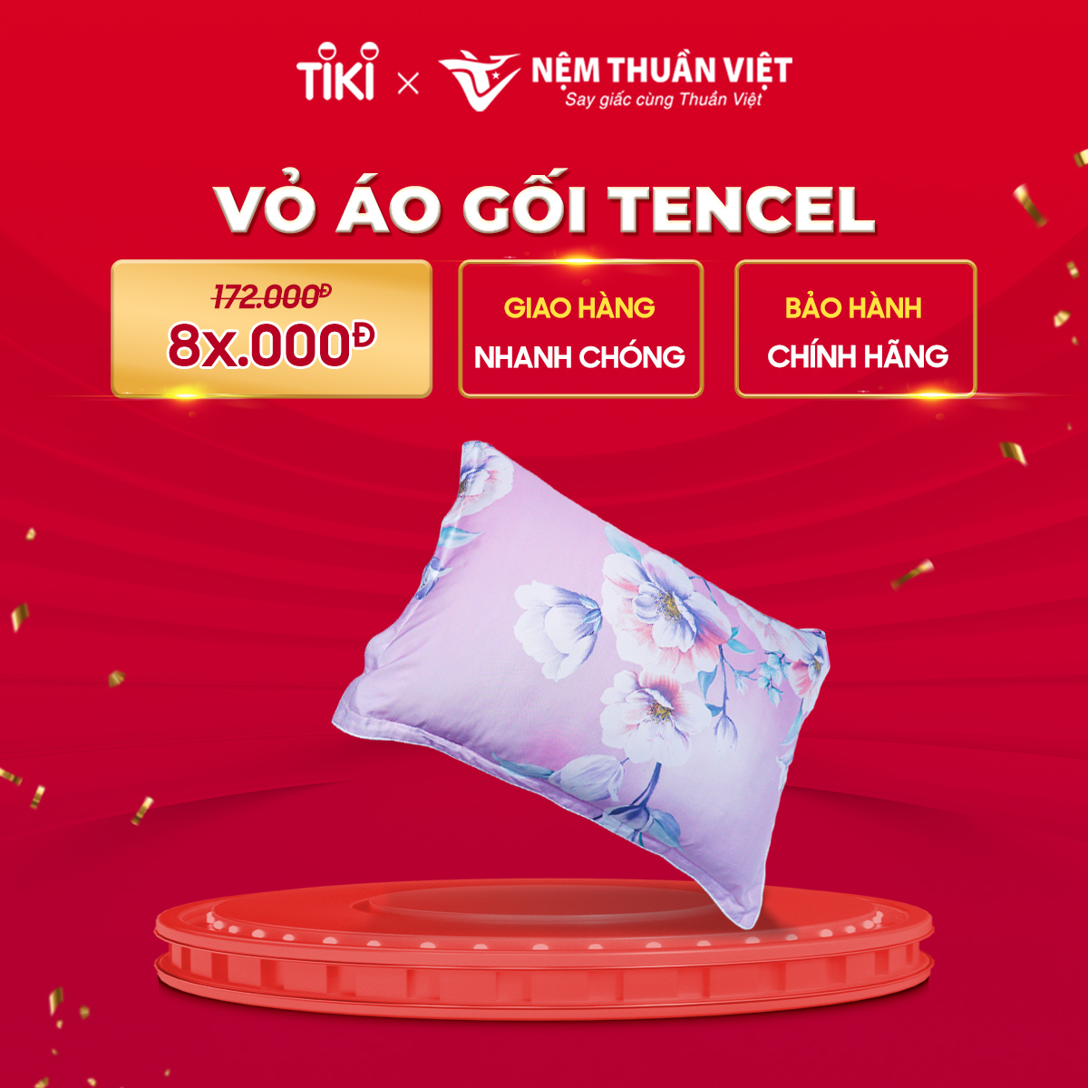 Vỏ áo gối nằm Tencel Thuần Việt cao cấp - Màu Ngẫu Nhiên