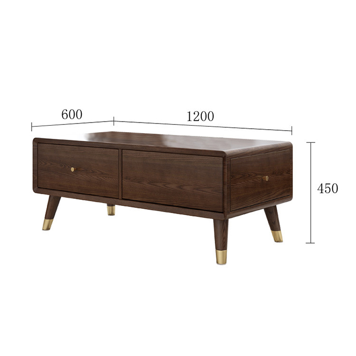 Bàn sofa hiện đại 2 ngăn kéo đa năng 120x60x45cm Bàn trà hình hộp có ngăn kéo Gỗ óc chó cao cấp LUX-BAT03