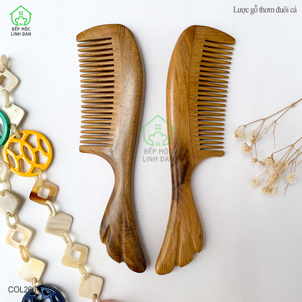 Lược Gỗ Thơm Đuôi Cá (Size:M-16cm) Ghép Răng Tăng Độ Bền Khi Chải Tóc [COL266]