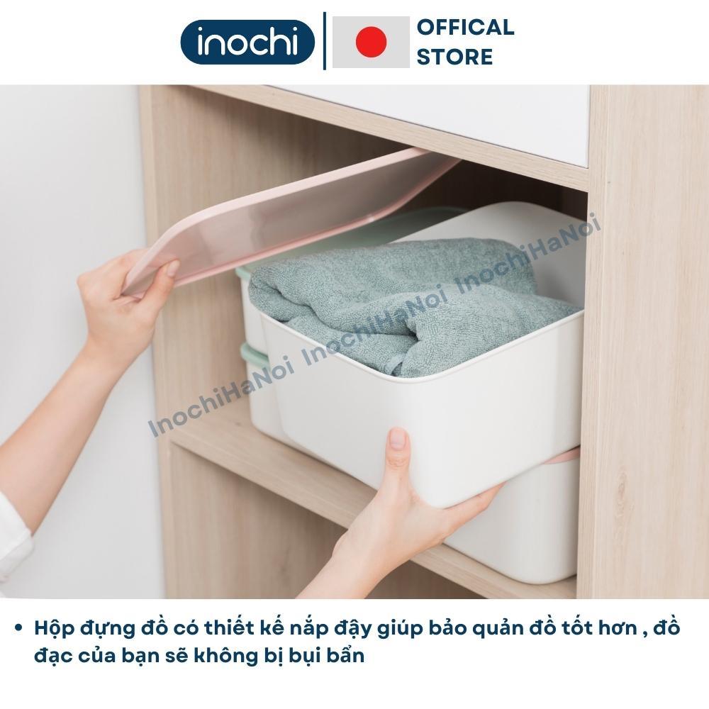 Hộp Đựng Đồ Có Nắp, Hộp Đựng Quần Áo, Mỹ Phẩm Bằng Nhựa Đa Năng Có Tay Cầm Màu Trắng Tiện Dụng Sano Inochi