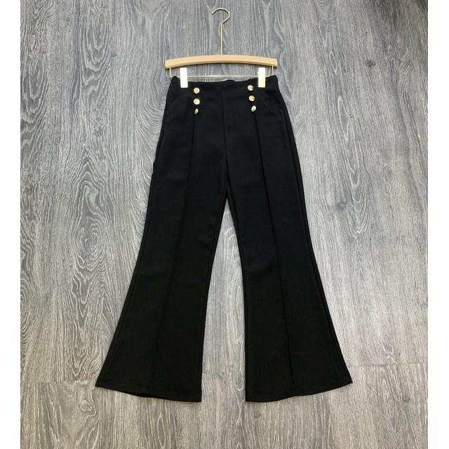 Quần tây lưng cao công sở ống loe- màu đen