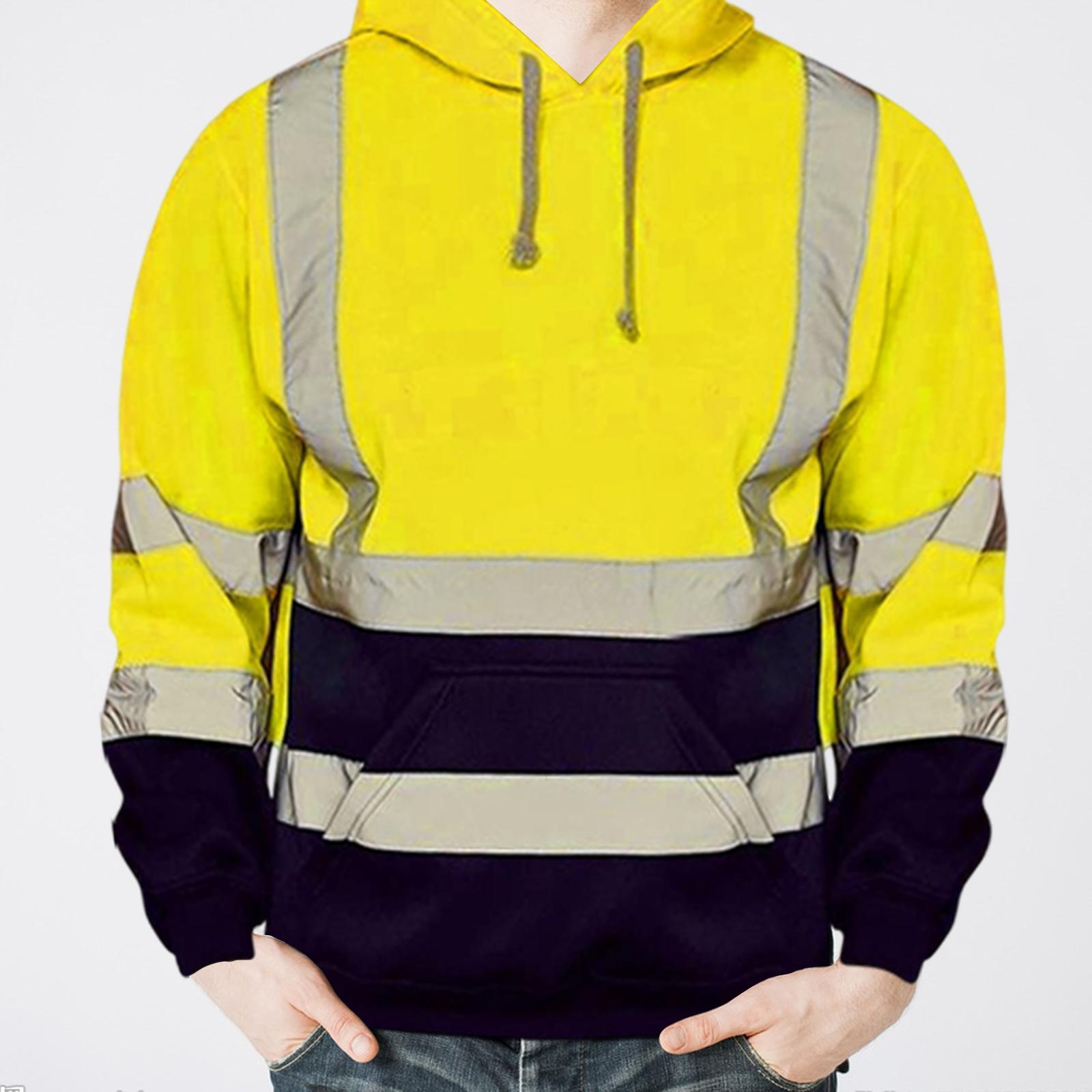 High Visibility Work Jacket Coat Mens Hoodie Sweatshirt for Roadside