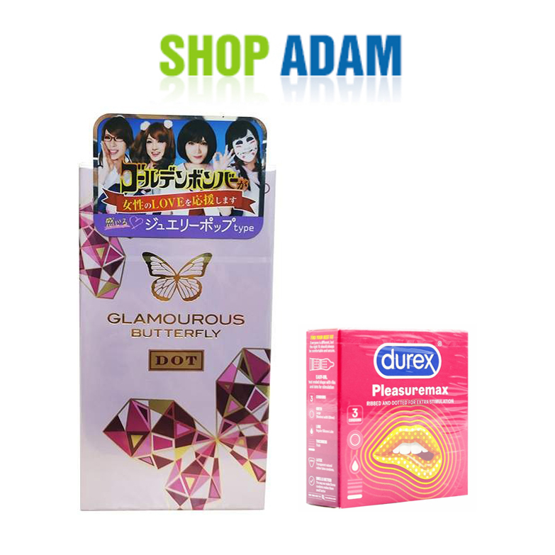 Bao Cao Su Gai Jex Glamourous Butterfly Dot Type - Kèm BCS Có Gai Durex Pleasuremax - 100% Hàng Chính Hãng - Che Tên Sản Phẩm