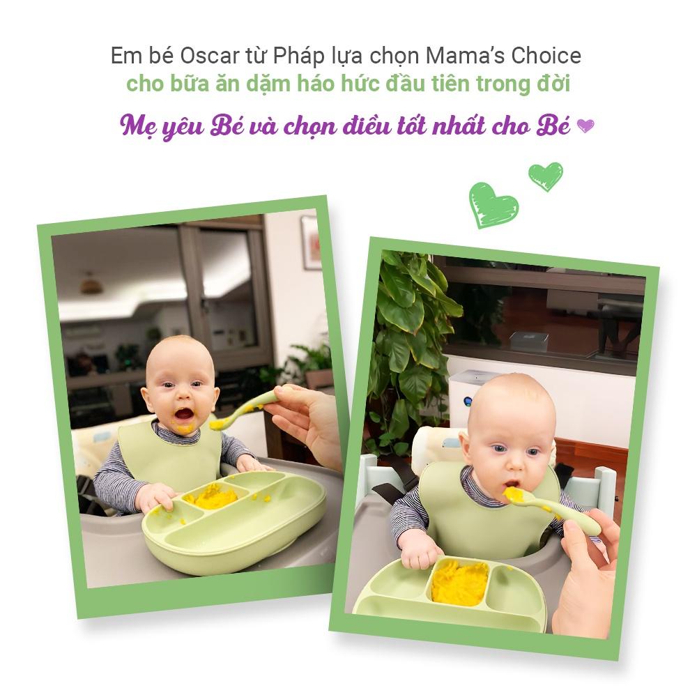 Khay Ăn Dặm Silicone Mama's Choice 2023, Giúp Bé Ăn Dặm Dễ Dàng Với Thiết Kế Đặc Biệt Đế Hít Chống Trượt Đổ và Nắp Đậy