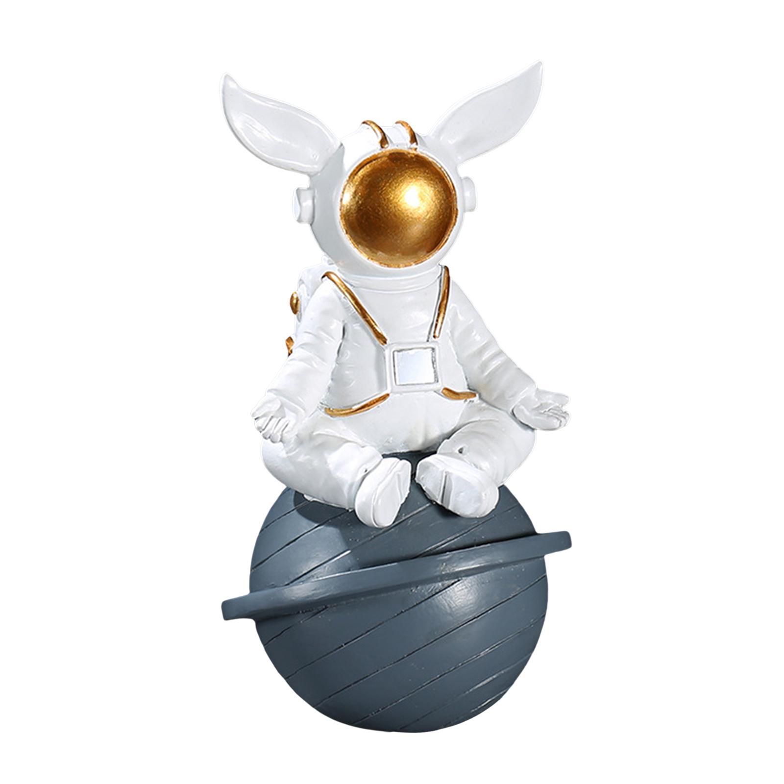 Spaceman Figurine Sculpture Astronaut Statue for Bookshelf Tabletop Bookcase