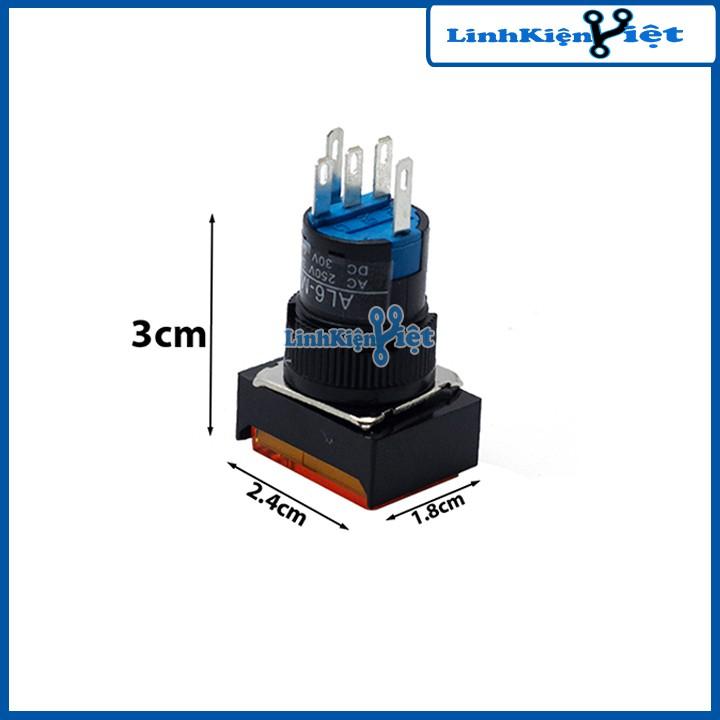 Nút nhấn đề chữ nhật 220VAC LA16J-11D nhấn nhả có đèn