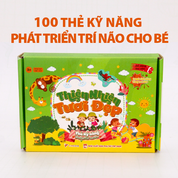 Bộ thẻ trò chơi kỹ năng - Thiên nhiên tươi đẹp (100 trò chơi phát triển trí não đa dạng chủ đề cho bé)