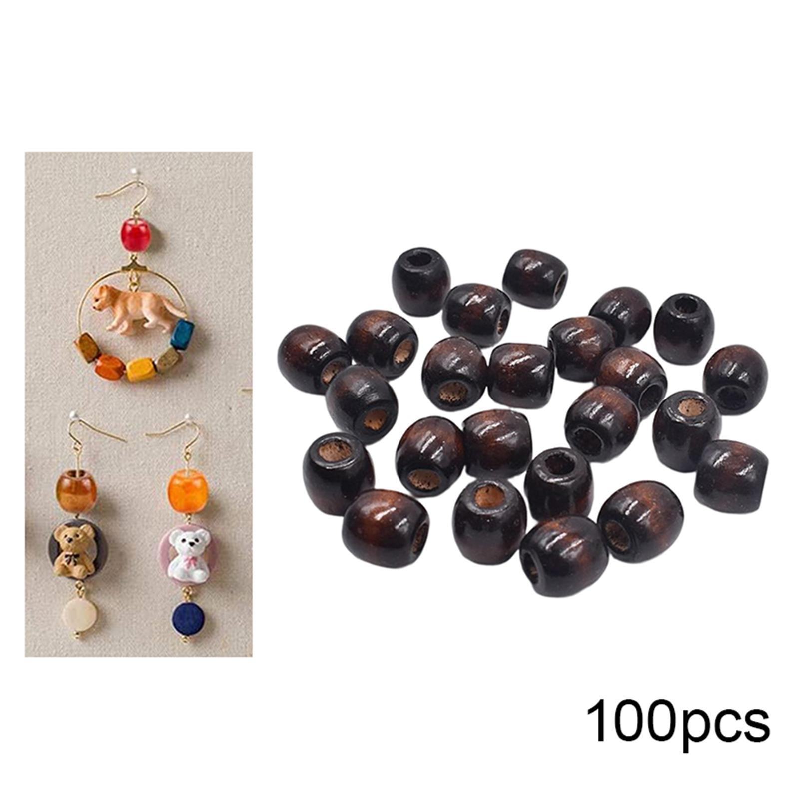 200Pcs Large Hole Wooden Beads Wood Loose Beads Beads for Threading