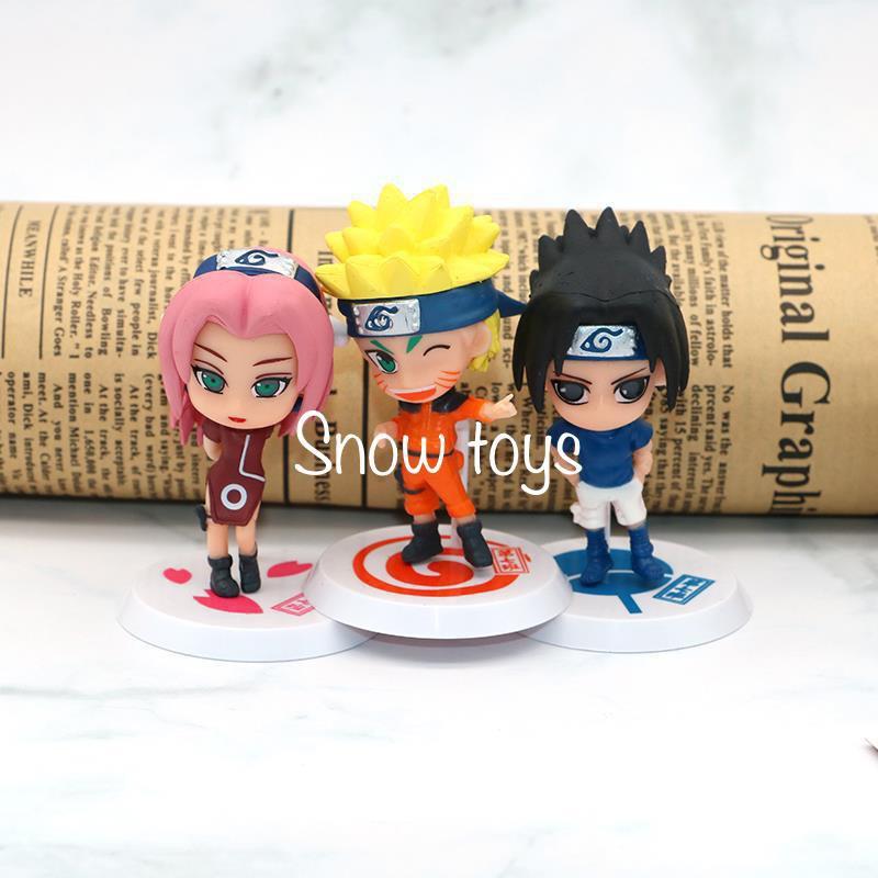 Mô hình Naruto - Set 6 nhân vật Uzumaki Naruto Uchiha Sasuke Haruno Sakura Hatake Kakashi Momochi Zabuza Haku - Cao 7cm