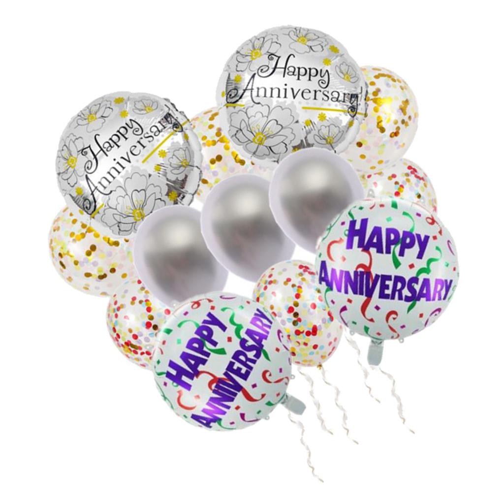 14x Confetti Bóng Bộ Mừng Kỷ Niệm Màng Nhôm Ballon Trang Trí Tiệc