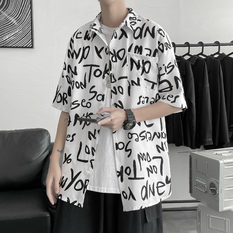 Áo sơ mi nam in chữ TOK kiểu mẫu cực hot