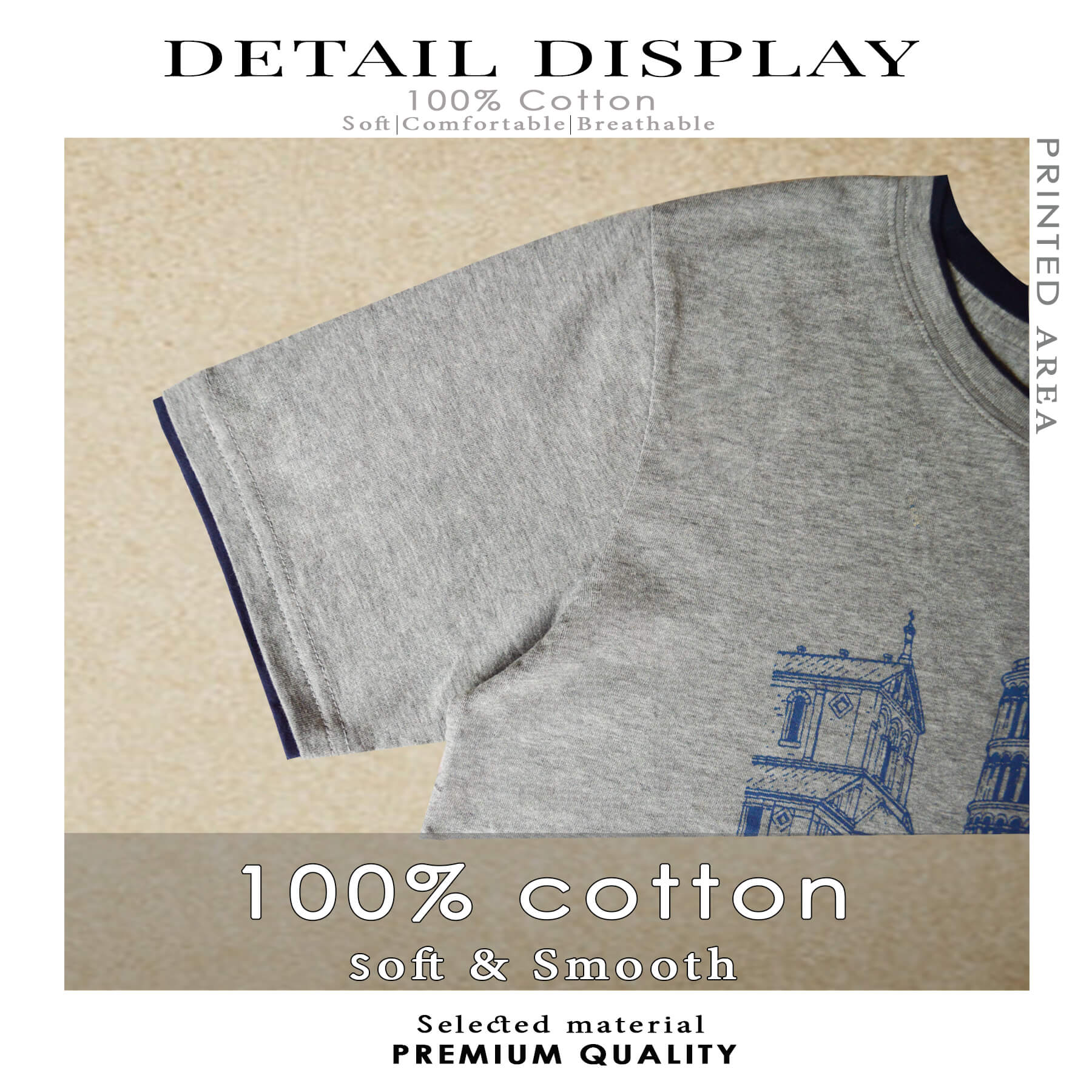 ÁO THUN BÉ TRAI NGẮN TAY CATRIO là áo phông trẻ em từ 9 tuổi đến 12 tuổi vải 100% cotton an toàn in Tháp nghiêng thuộc BST quần áo trẻ em mùa hè CATRIO màu XÁM