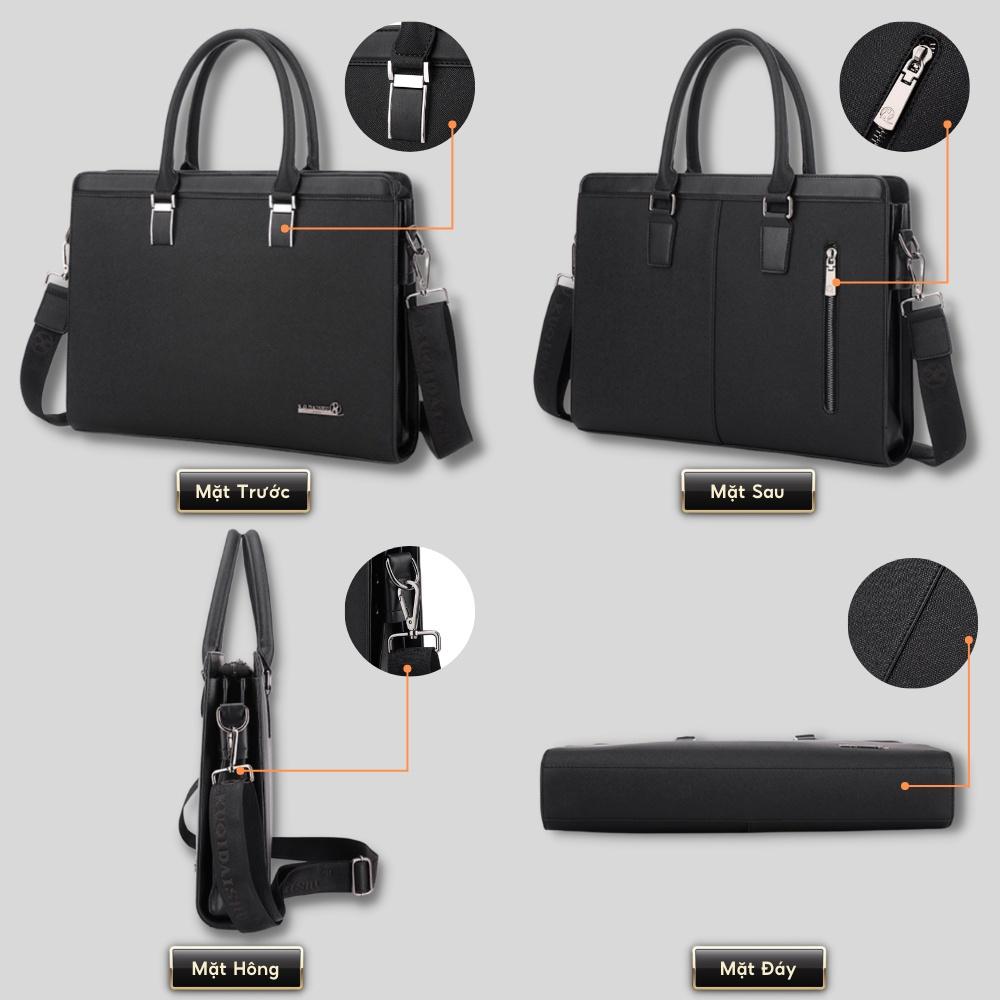 Cặp da công sở,Cặp văn phòng Cao Cấp KQDAISHU - Chất liệu Da PU cực bền,Cặp Đựng Laptop 14inh,Vệ sinh dễ dàng-
