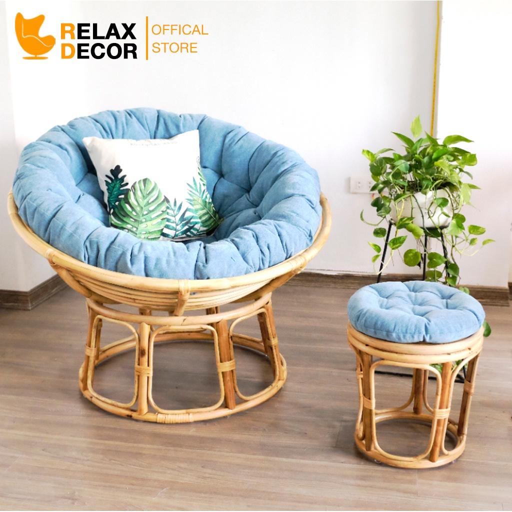 Ghế Papasan Relax Decor Mây Tự Nhiên 100% Đường Kính 100cm Ngồi Đọc Sách Thư Giãn Hàng Chính Hãng Bảo Hành 12 Tháng