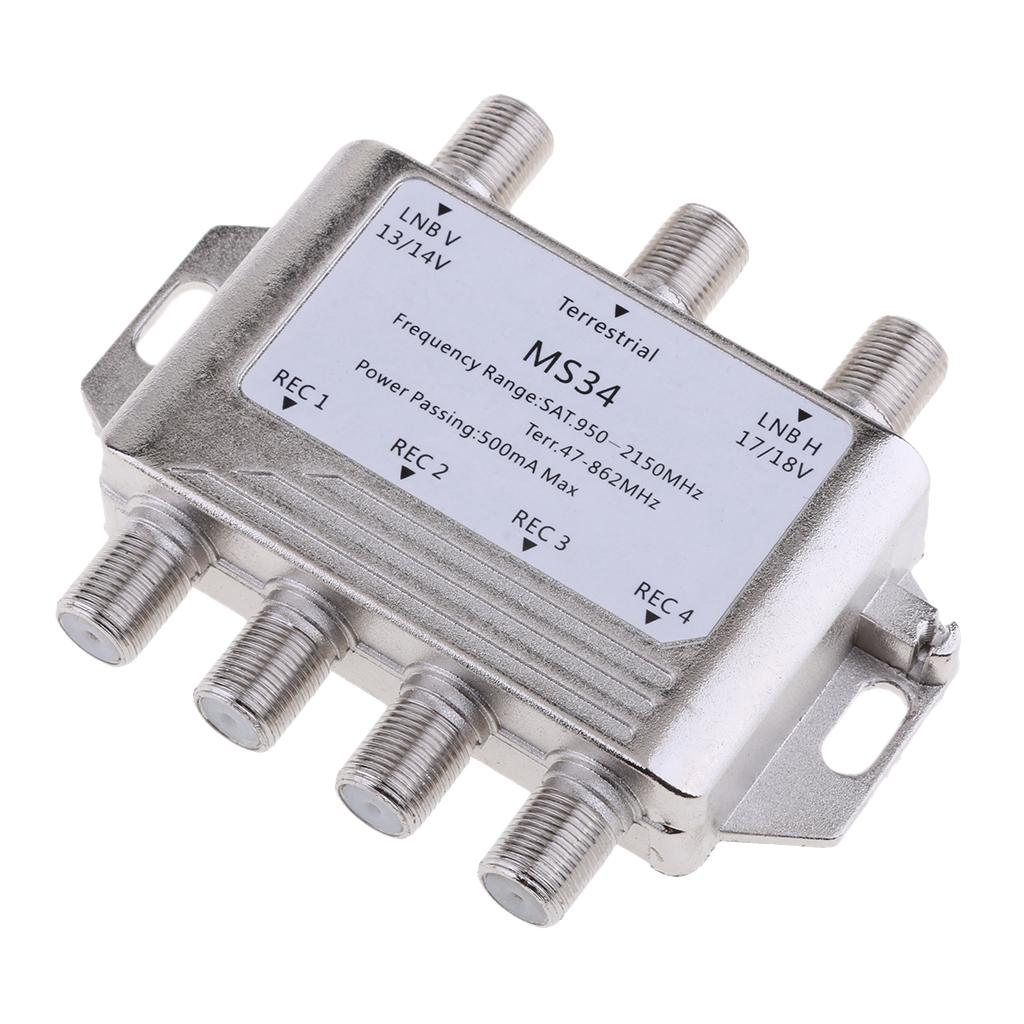 Satellite Switch Max 4 Output Multi Video Path Multi Switch MS34 Silver