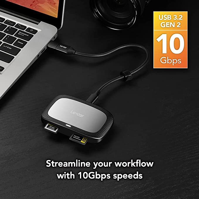 Đầu đọc thẻ Lexar Professional CFexpress Type A / SD USB 3.2 Gen 2 LRW530U-RNBNG, Tốc độ truyền USB 10Gbps - HÀNG CHÍNH HÃNG