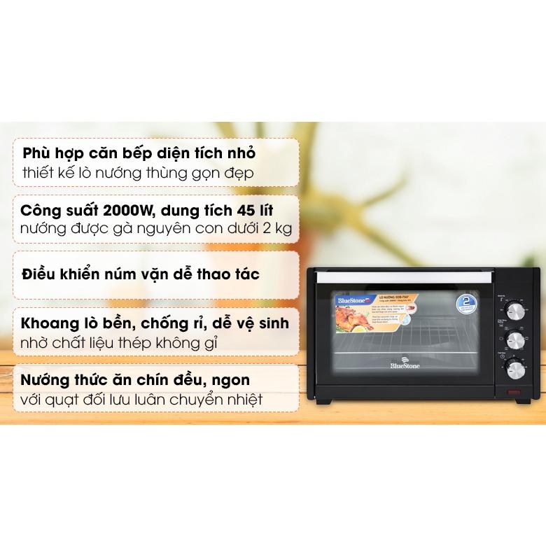 Lò nướng Bluestone EOB-7567, Dung Tích 45Lit Công Suất 2000W, Có Xiên Quay Khi Nướng, Hàng Chính Hãng