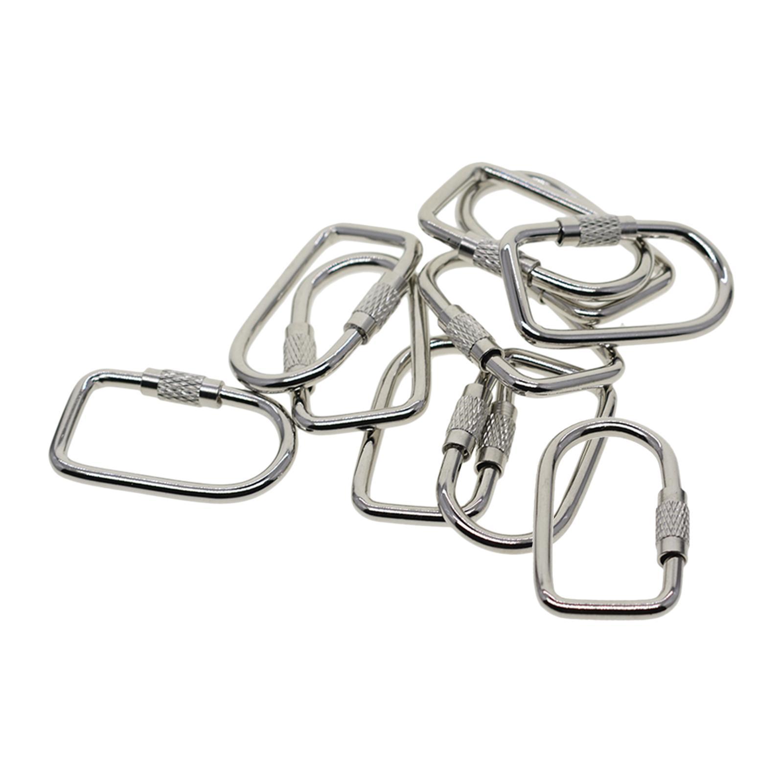 10x Locking Carabiner Carabiner Clip Lightweight Locking Clips Sturdy Screw Lock Buckle DIY Keychain Clips for Outdoor Bags Indoor Backpack