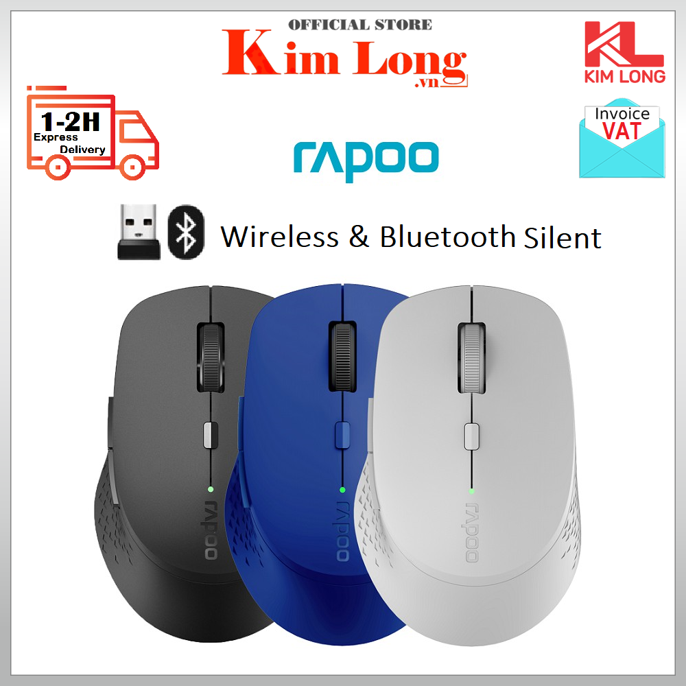 Chuột không dây Rapoo M300 Silent - Đa kết nối USB Receiver 2.4GHz và Bluetooth 3.0, 4.0 - Hàng chính hãng