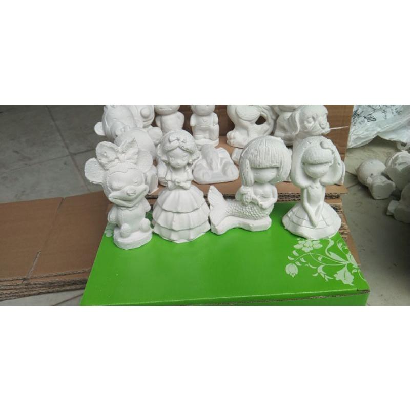 Combo 10 tượng tô màu thạch cao kèm màu cọ