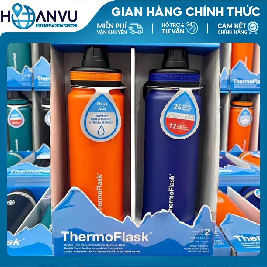 Bình Giữ Nhiệt Thép không Gỉ ThermoFlask Leakproof Spout Lid, 4 màu (710ml)