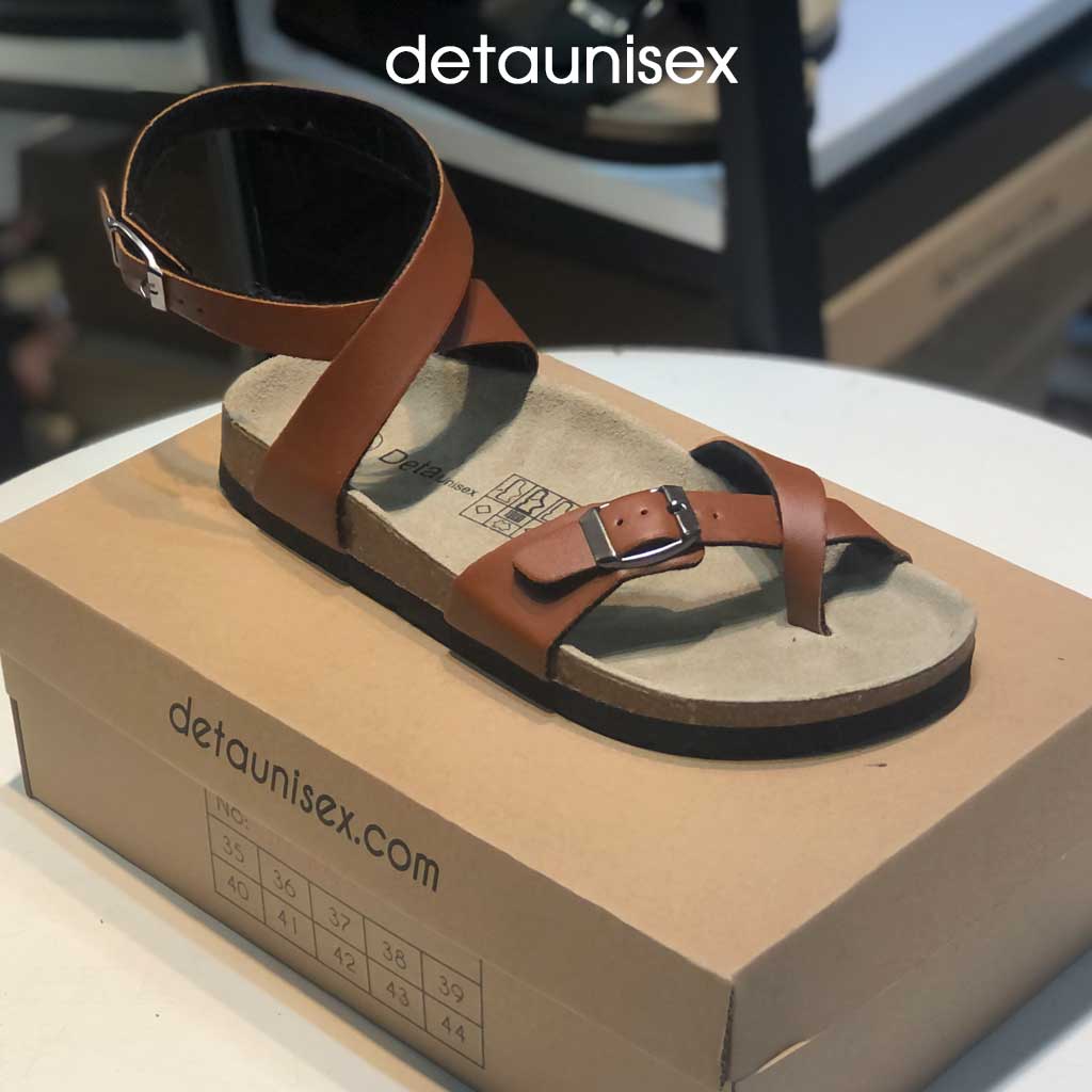 Giày Đế Trấu Sandal Xỏ Ngón Chiến Binh Cổ Cao Nam Nữ Detaunisex Màu Bò - SATA20T