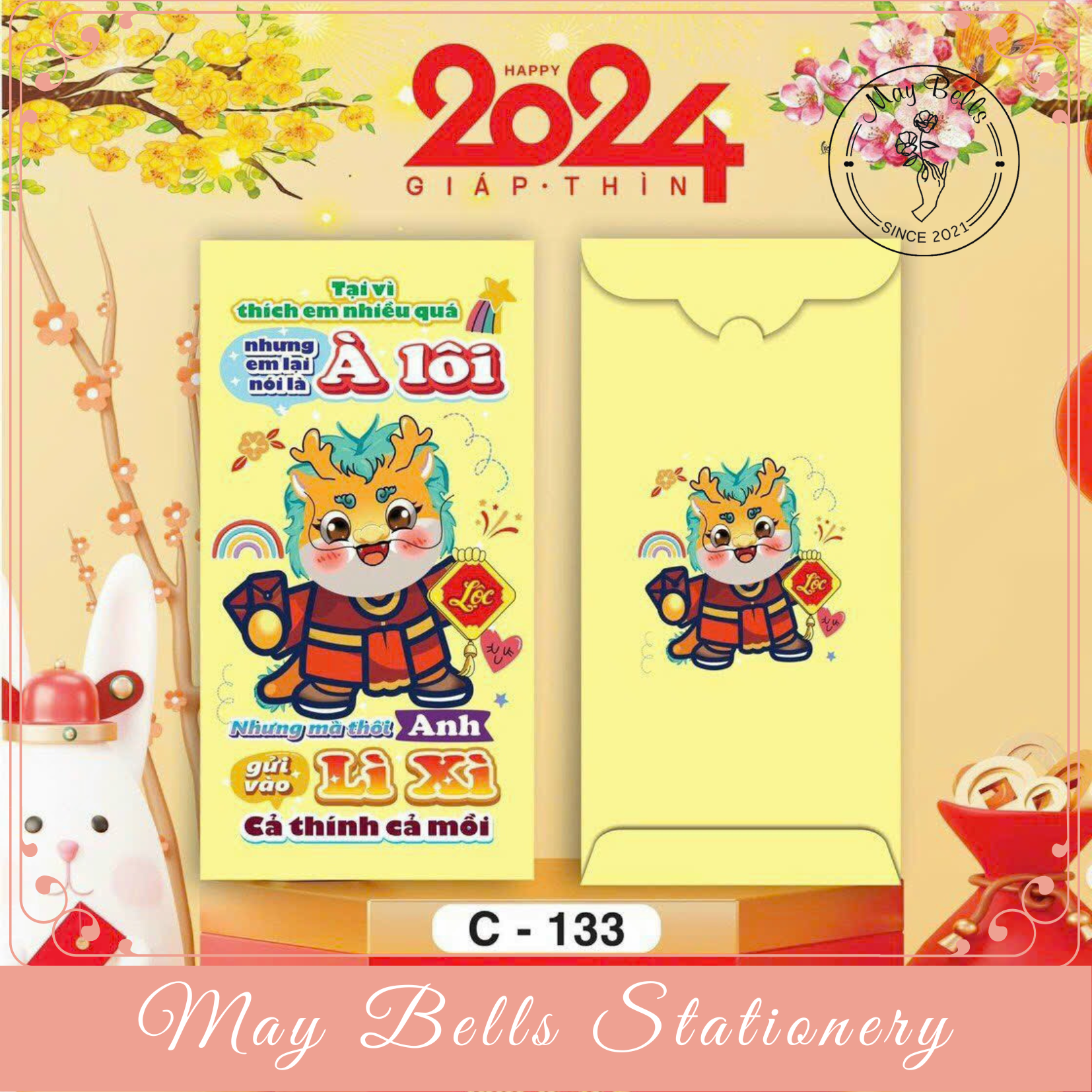 Bao Lì Xì Tết 2024 Giáp Thìn Mẫu HOT TREND Được Chọn Mẫu, Bao Lì Xì Mừng Tuổi Cao Cấp, Sang Trọng, Dễ Thương