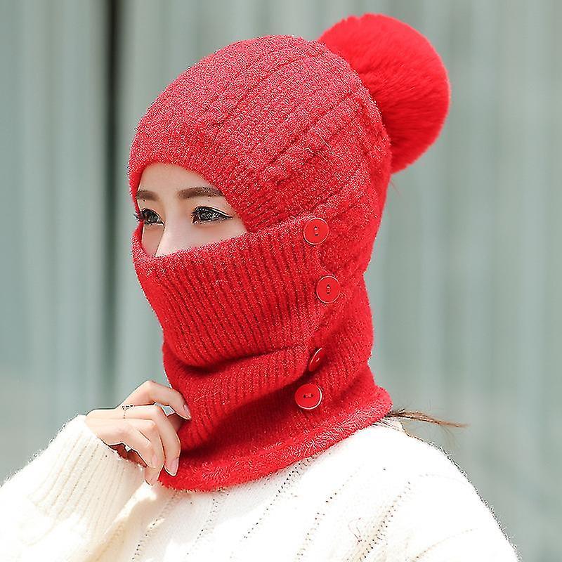 Mũ cổ nóng mùa đông nóng đặt trong mũ dệt kim đàn hồi với lớp lót dày trong lớp lót lông cừu