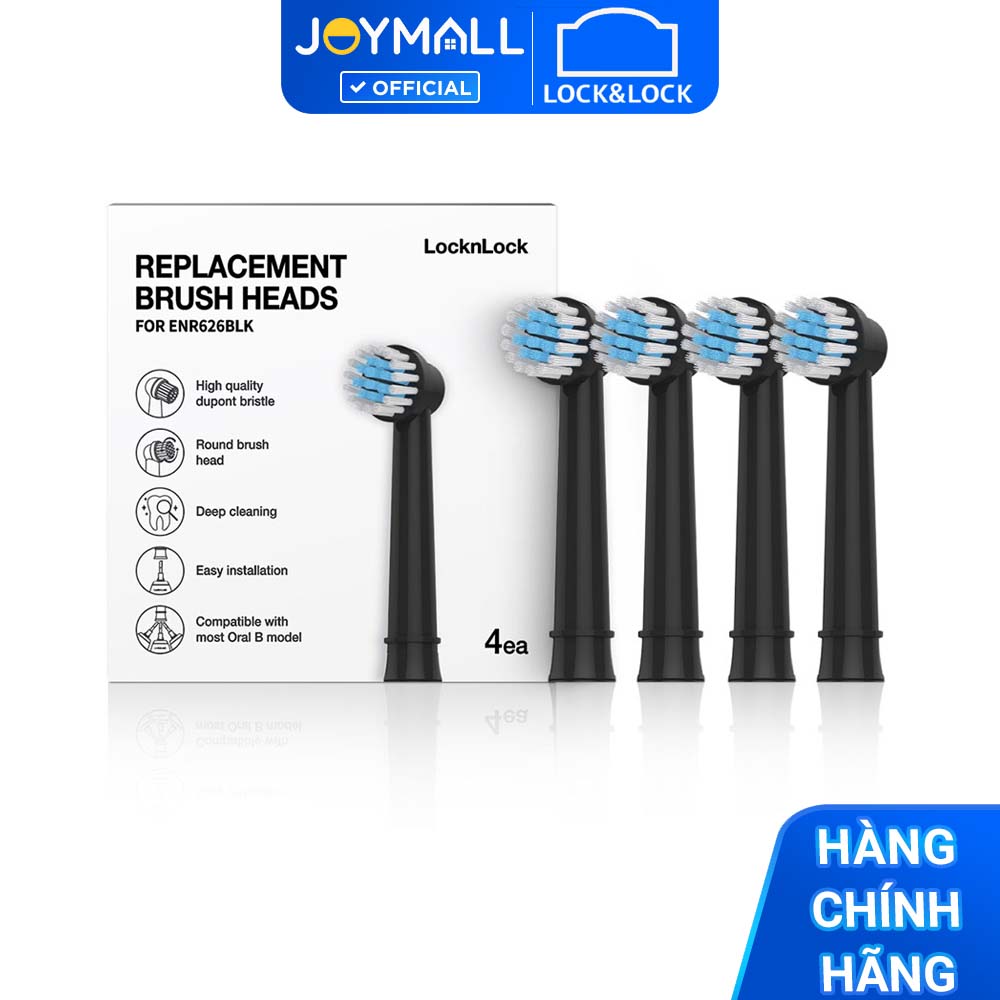 Bộ 4 đầu bàn chải điện Lock&amp;Lock ENR626BLK_RB màu đen - Hàng chính hãng - JoyMall