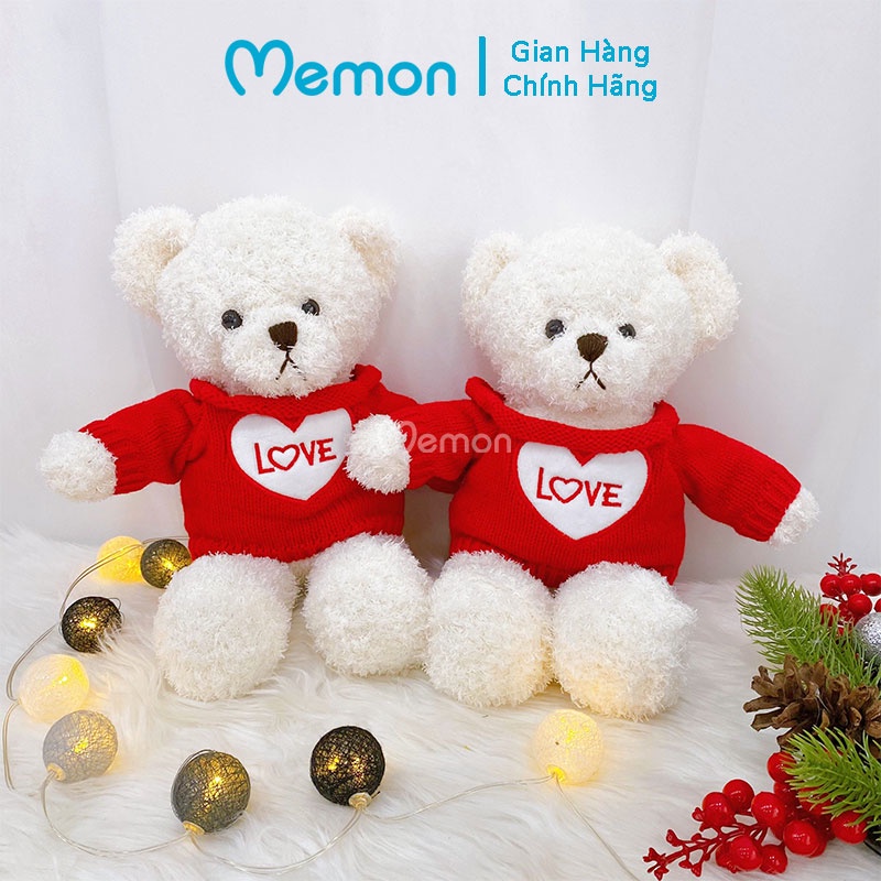 Gấu Bông Teddy Head Tales Trắng Áo Đỏ Chữ Love Cao Cấp Memon