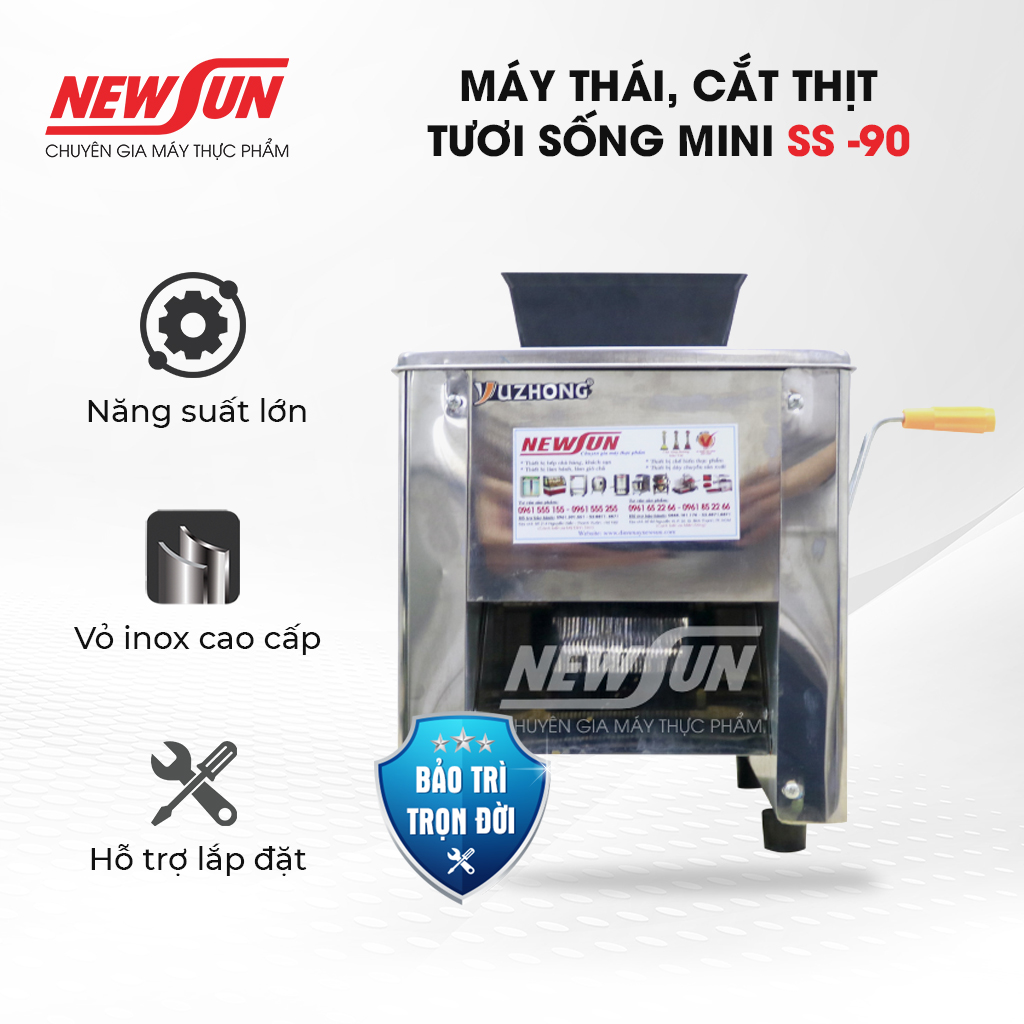 Máy Cắt, Thái Thịt Tươi Sống Mini SS-90 NEWSUN - Thái Mỏng, Đều Và Đẹp Mắt- Hàng Nhập Khẩu