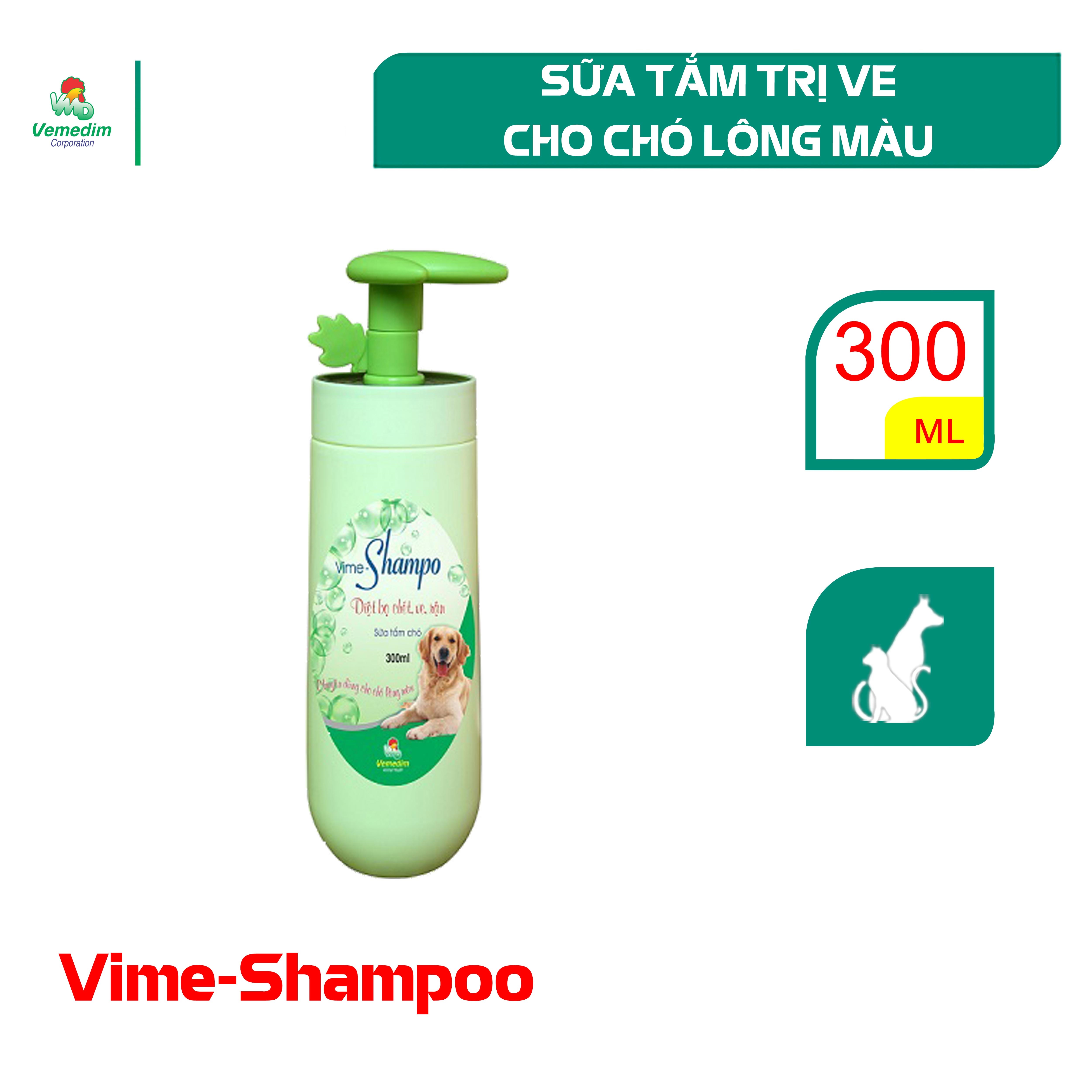 Vemedim Vime-Shampo sữa tắm chuyên dành cho chó lông màu trị ve, rận, bọ chét, chai 300ml