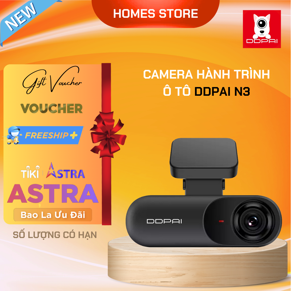 Camera Hành Trình Ô Tô DDPAI N3 Độ Phân Giải 2K Cảnh Báo Làn Đường Giám Sát 24 Giờ, Định Vị GPS Hiển Thị Tốc Độ, Hỗ Trợ Bộ Nhớ Lên Tới 128GB - Hàng Chính Hãng