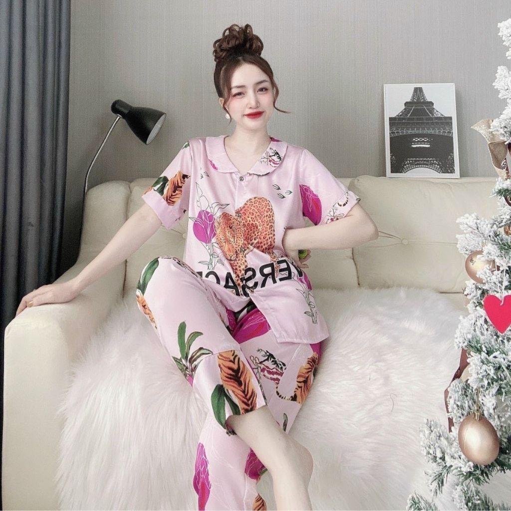 Đồ Ngủ Pijama Đồ Ngủ nữ lụa Latin thiết kế cao cấp mềm mại xinh xắn&lt;60kg