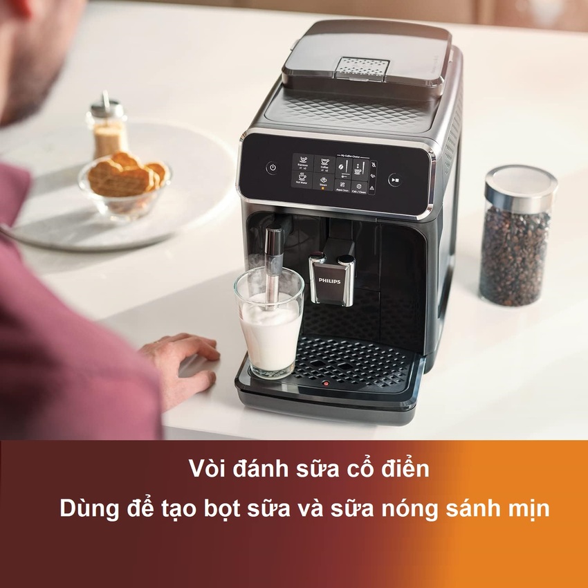 Máy pha cà phê Espresso, Americano tự động và Capuccino, Latte Serial 2200. Thương hiệu Hà Lan cao cấp Philips - EP2124/72. HÀNG CHÍNH HÃNG