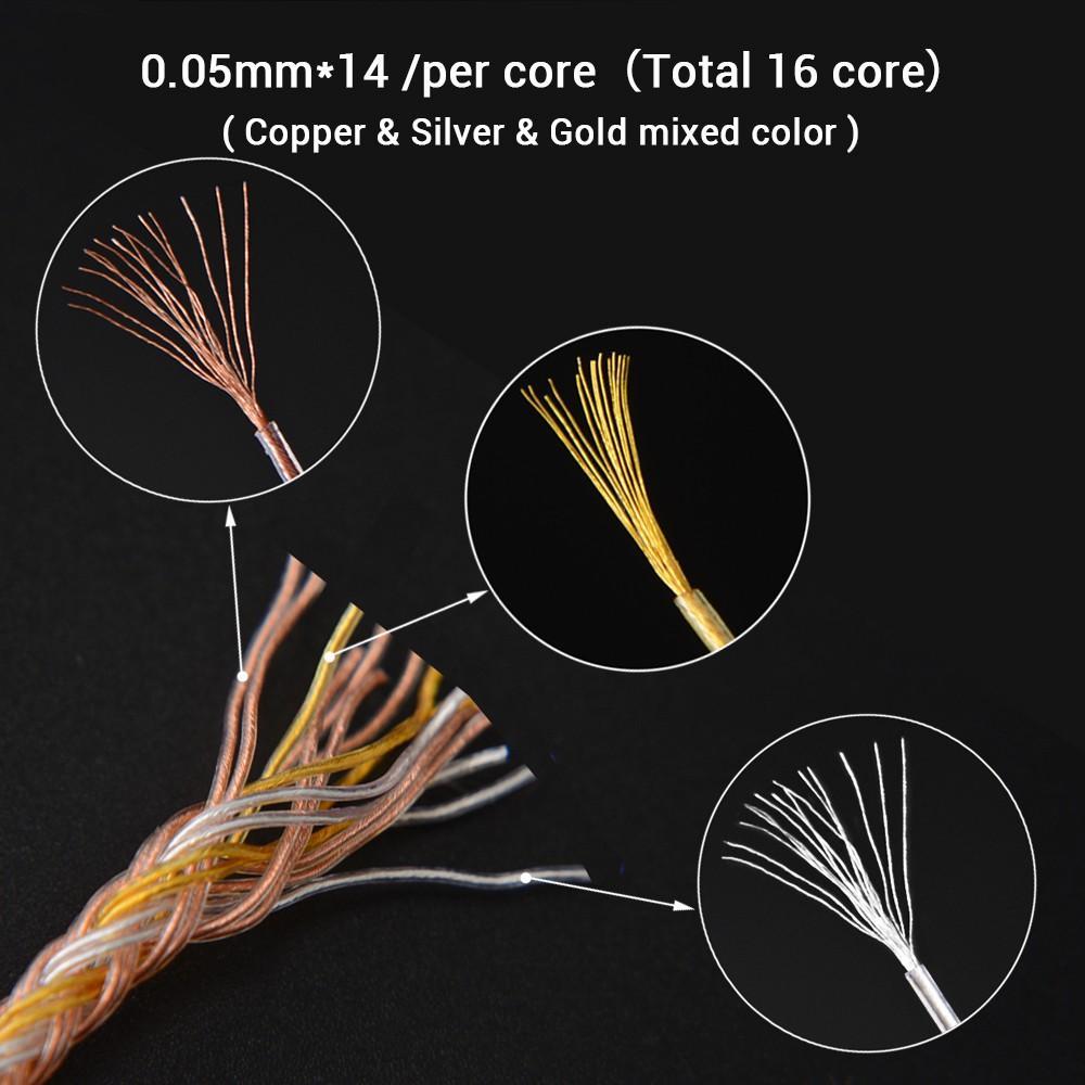 Dây cáp tai nghe NICEHCK C16-2 MMCX/2Pin/QDC/NX7 cho KZ TFZ NX7/DB3 BL-03 chất lượng cao