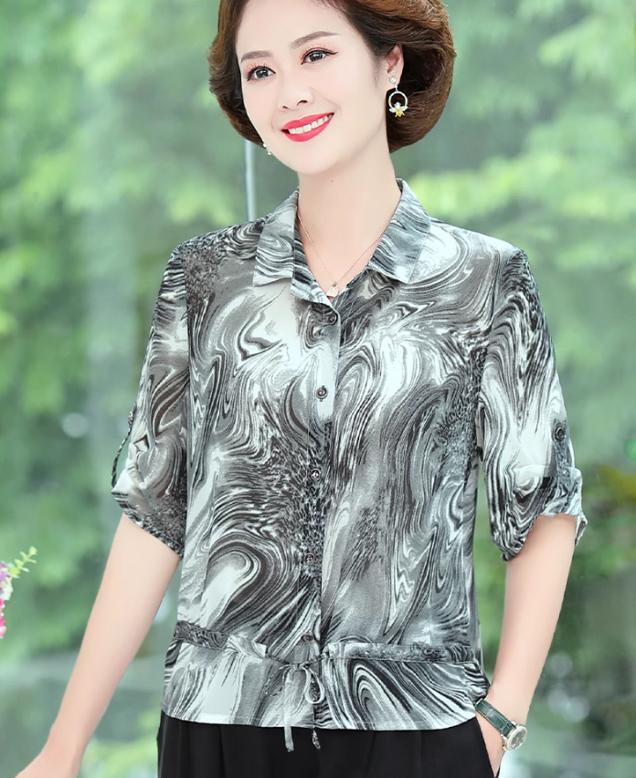 Áo Sơ Mi  Voan Sang Trọng Cho Mẹ SM47 - Hàng Quảng Châu Cao Cấp