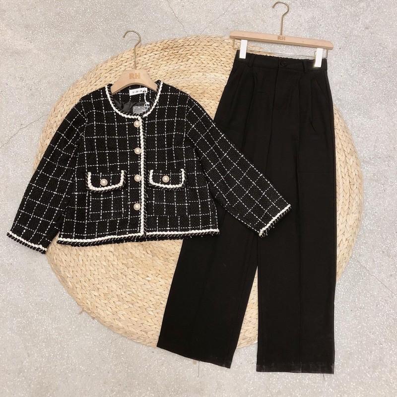 Áo khoác dạ tweed khuy ngọc mã 6621