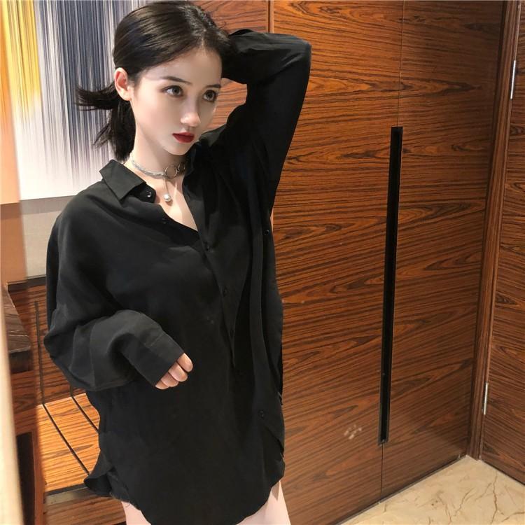Áo sơ mi trắng nữ form rộng màu trắng/đen công sở, đi học. Áo sơ mi nữ kiểu thời trang cao cấp YUKIBLOOM mã ASM04