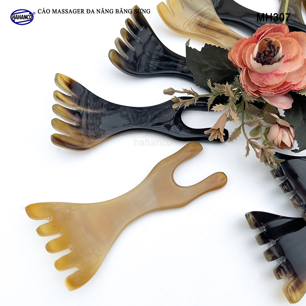 Cào Mát Xa Kinh Tuyến Đa Năng Bằng Sừng HAHANCO Thúc Đẩy Da Đầu Lưu Thông Máu - MH307