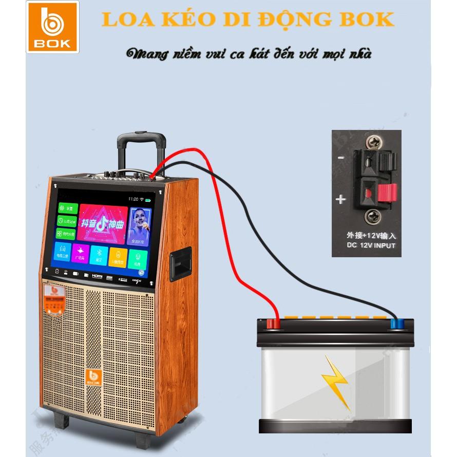 Loa kéo bass 4 tấc, thùng gỗ, màn hình 19&quot; bluetooth hát karaoke, nghe nhạc Bok Q33- hàng chính hãng