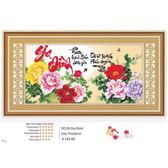 Tranh Đính Đá GIA ĐÌNH HẠNH PHÚC . Kích Thước: 75cm x 42cm