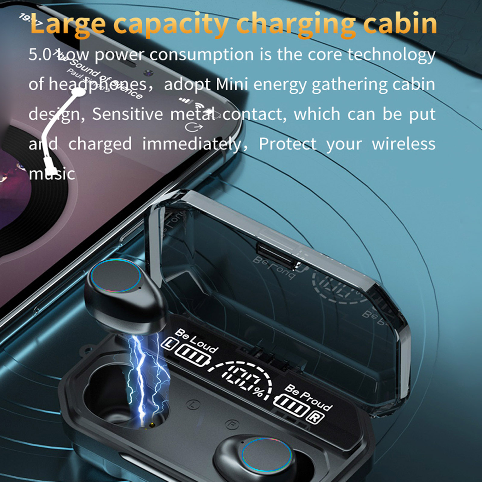 Tai Nghe Không Dây A16 Bluetooth 5.1 TWS Với Micrô CVC8.0 Cảm Ứng Giảm Tiếng Ồn 2000mah