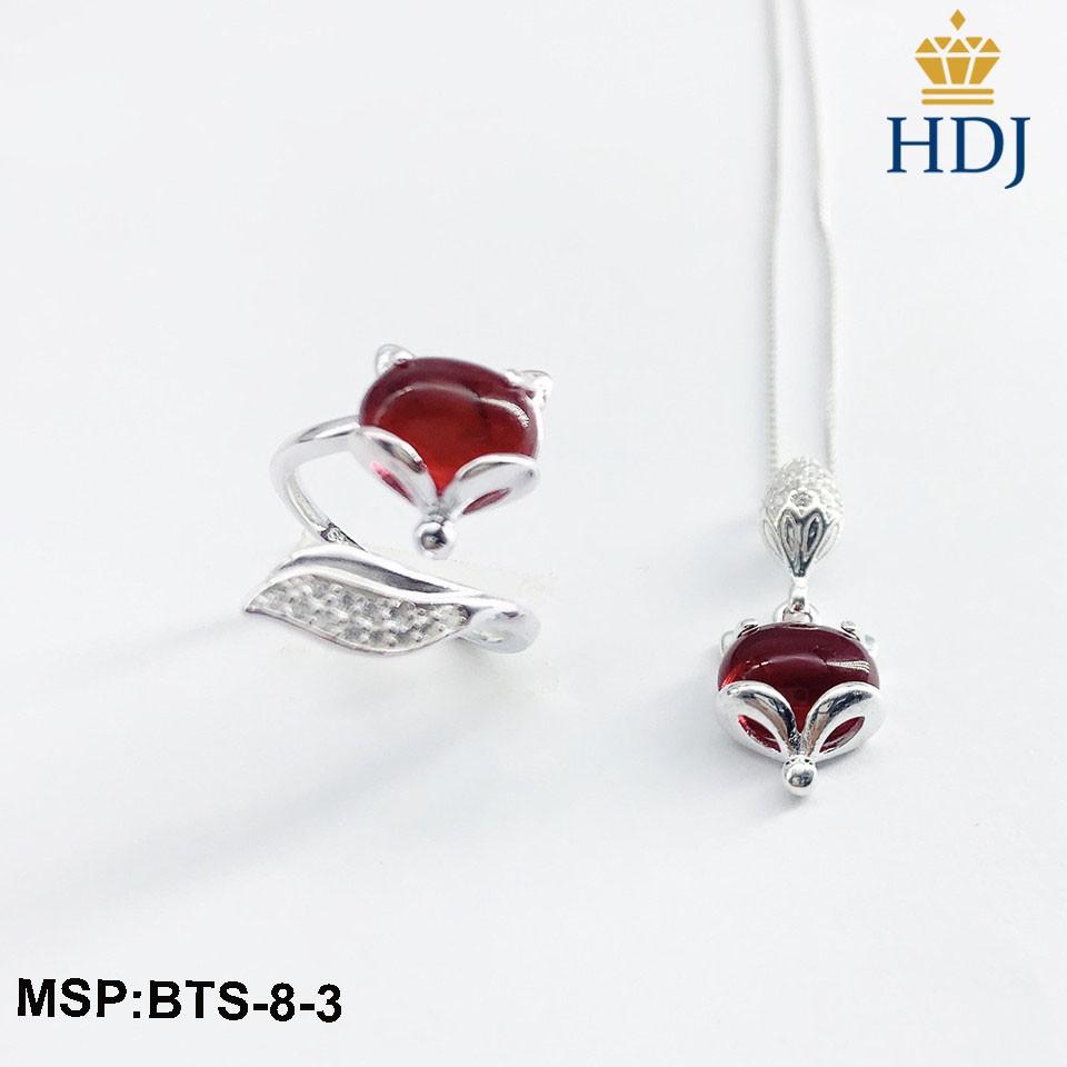 Combo dây chuyền, lắc tay, lắc chân và nhẫn bạc Ý 925 Hình Hồ ly may mắn sang trọng trang sức cao cấp HDJ mã BTS-8-3
