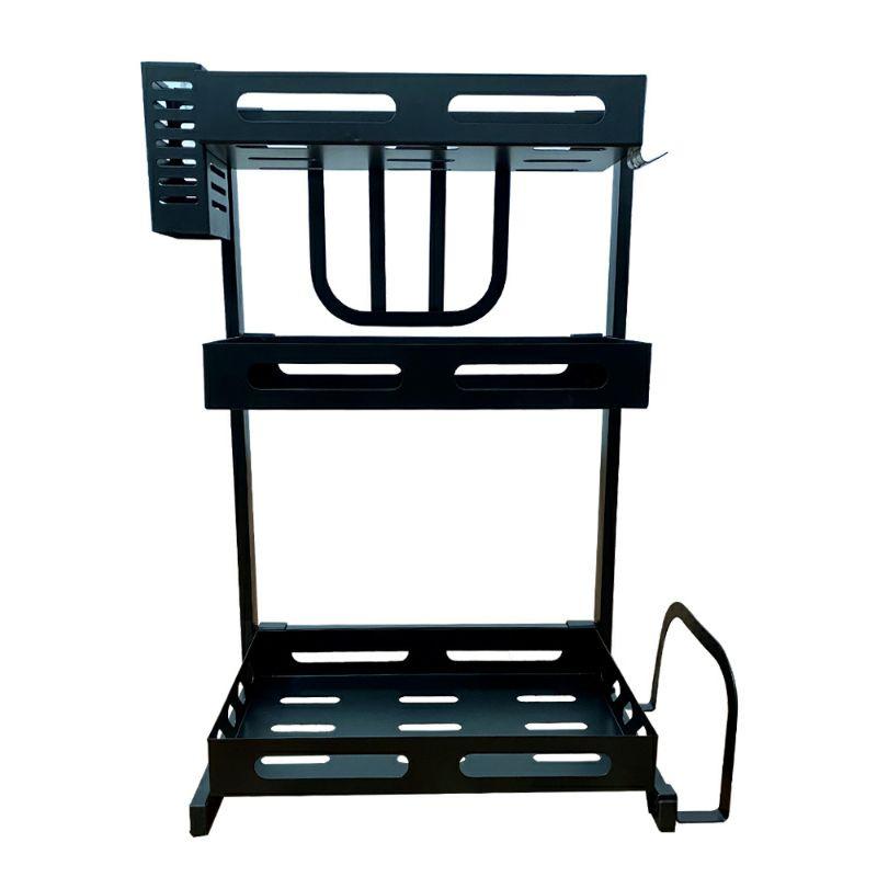 Kệ gia vị inox 3 tầng phun sơn tĩnh điện - Kệ để đồ nhà bếp 3 tầng đa năng đầy đủ phụ kiện