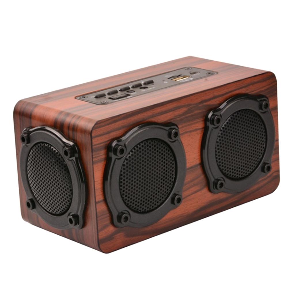FM Stereo Radio Hi-Fi 3D Loud Bluetooth Speaker Wireless Wooden Super