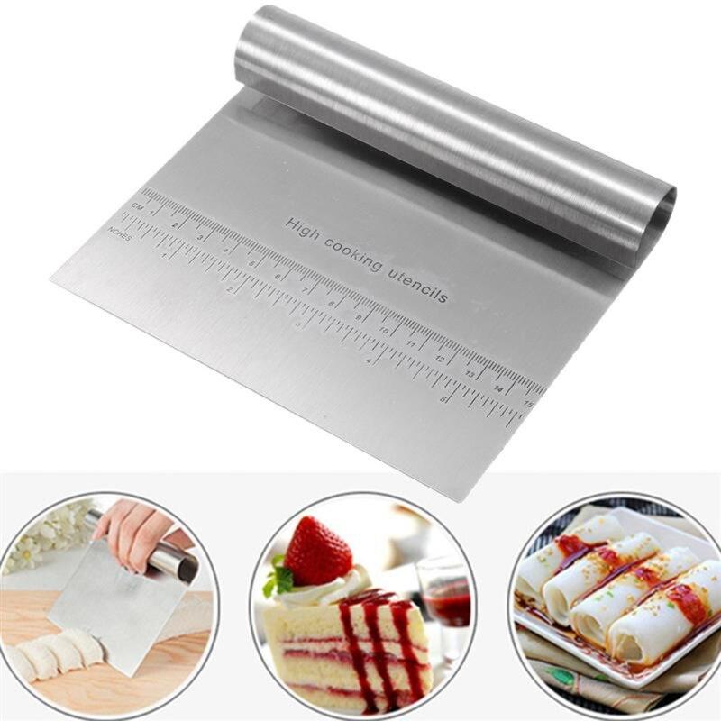 Stainless Steel Cake Scraper Pastry Cutters Baking Cake Cooking Dough Scraper Fondant Spatulas Edge DIY Baking Decorating Tools